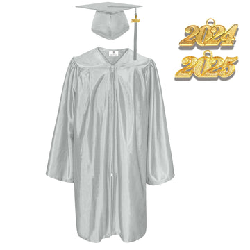 Shiny Kindergarten Graduation Gown Cap & Tassel Charm Silver