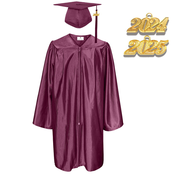 Shiny Kindergarten Graduation Gown Cap & Tassel Charm Maroon