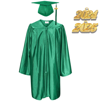 Shiny Kindergarten Graduation Gown Cap & Tassel Charm Emerald Green