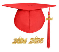 Matte Adult Graduation Cap with Graduation Tassel Charm Red (One Size Fits All)