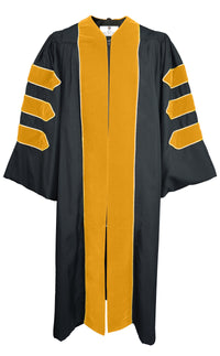 Deluxe Doctoral Graduation Gown Have Gold Piping(Rich In Color & Size)