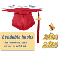 Shiny Graduation Cap and Gown with Tassel Charm Red