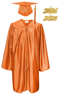 Shiny Kindergarten Graduation Gown Cap & Tassel Charm Orange