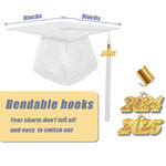 Shiny Graduation Cap and Gown with Tassel Charm White