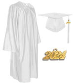 Shiny Graduation Cap and Gown with Tassel Charm White