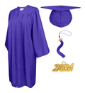 Matte Graduation Cap and Gown with Tassel Charm Unisex Purple