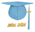 Matte Adult Graduation Cap with Graduation Tassel Charm Sky Blue (One Size Fits All)