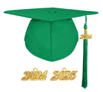 Matte Adult Graduation Cap with Graduation Tassel Charm Emerald Green (One Size Fits All)