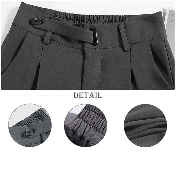 Happy Secret Women High Waist Trousers with Pockets suit pants