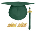 Matte Adult Graduation Cap with Graduation Tassel Charm Forest Green (One Size Fits All)