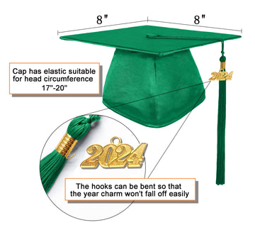 Shiny Adult Graduation Cap Tassel Charm Emerald Green (One Size Fits All)