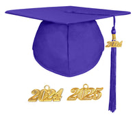 Matte Adult Graduation Cap with Graduation Tassel Charm Purple (One Size Fits All)