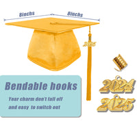 Shiny Kindergarten Graduation Gown Cap & Tassel Charm Gold