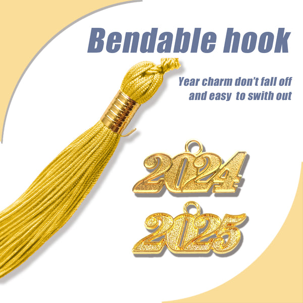 Shiny Kindergarten Graduation Gown Cap & Tassel Charm Gold