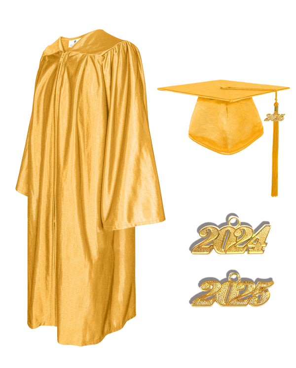 Shiny Graduation Cap and Gown with Tassel Charm Gold