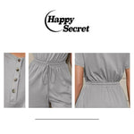 Happy Secret  Casual Short Rompers for Women Summer  one piece garments  with Pockets