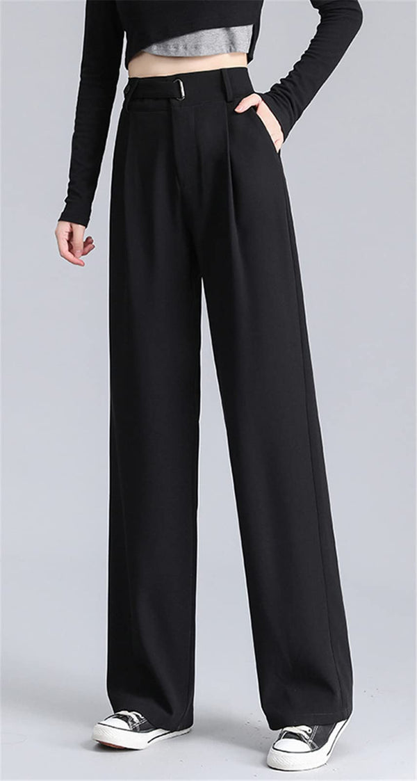 Happy Secret Women High Waist Trousers with Pockets suit pants