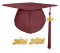 Matte Adult Graduation Cap with Graduation Tassel Charm Maroon (One Size Fits All)