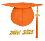 Matte Adult Graduation Cap with Graduation Tassel Charm Orange (One Size Fits All)