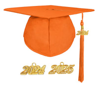 Matte Adult Graduation Cap with Graduation Tassel Charm Orange (One Size Fits All)