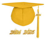 Matte Adult Graduation Cap with Graduation Tassel Charm Gold (One Size Fits All)