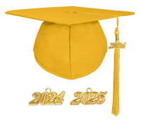 Matte Adult Graduation Cap with Graduation Tassel Charm Gold (One Size Fits All)