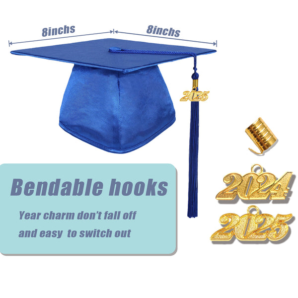 Shiny Kindergarten Graduation Gown Cap & Tassel Charm Royal Blue