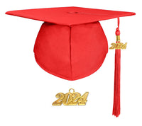 Matte Adult Graduation Cap with Graduation Tassel Charm Red (One Size Fits All)