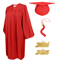 Matte Graduation Cap and Gown with Tassel Charm Unisex Red