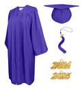 Matte Graduation Cap and Gown with Tassel Charm Unisex Purple