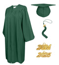 Matte Graduation Cap and Gown with Tassel Charm Unisex Forest Green