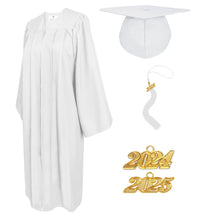 Matte Graduation Cap and Gown with Tassel Charm Unisex White