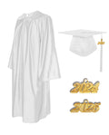 Shiny Graduation Cap and Gown with Tassel Charm White