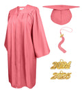 Matte Graduation Cap and Gown with Tassel Charm Unisex Pink